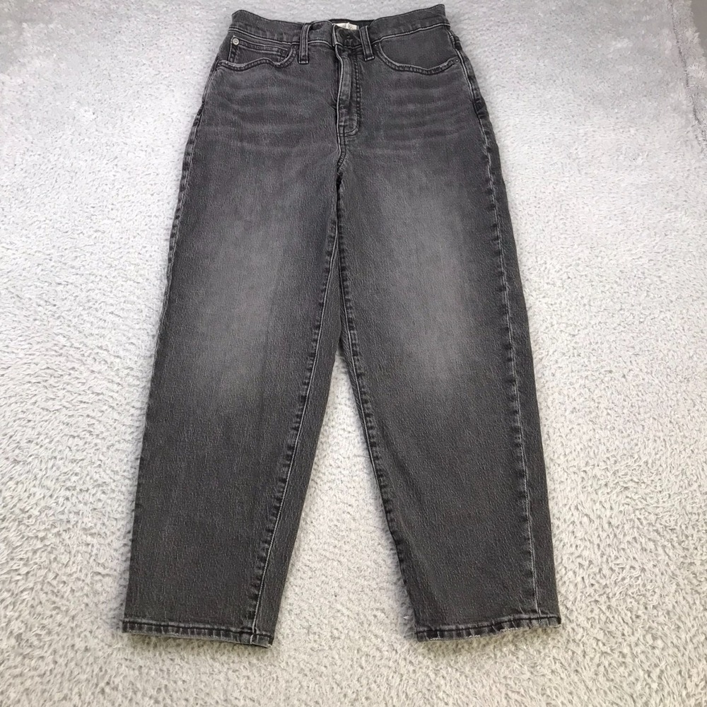 Madewell Balloon Jeans Womens 26 (27x25) Faded Black High Waist Barrel Leg Baggy